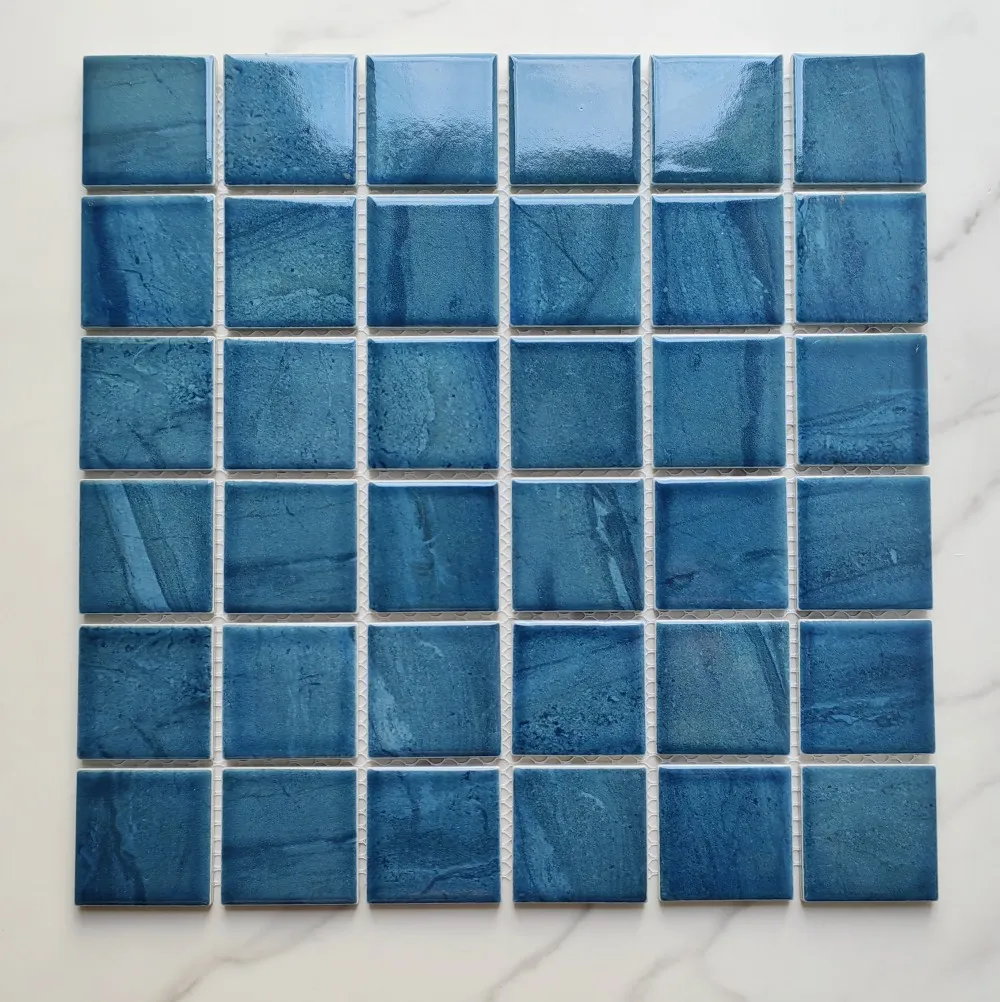 Hot Sale Blue color design glazed porcelain ceramic mosaic tile swimming pool