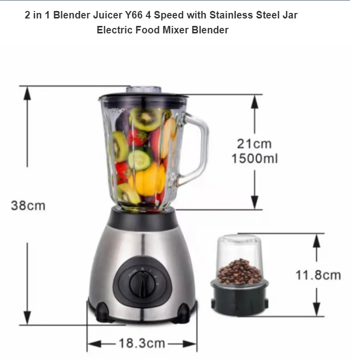 Stainless steel material grinding powder electric meat mixer plug in fruit and vegetable juicer mixer fruit blenders