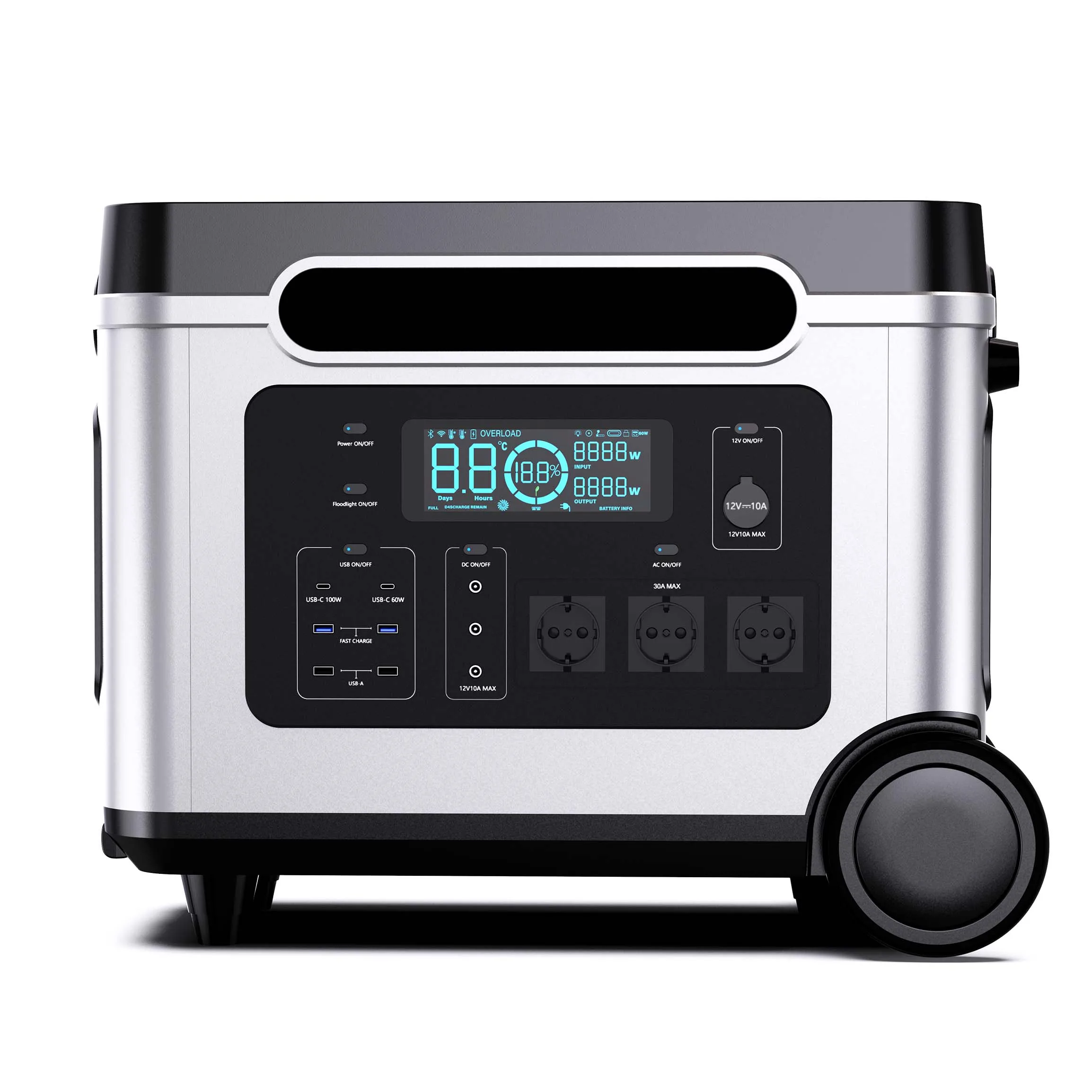 British Regulations 110V 220V Portable Solar Power Station Generator 3000W Outdoor Home Energy System