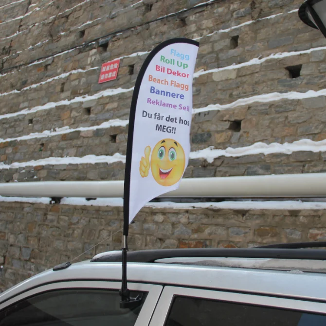 Mini car window flag in feather banner shape for car exhibition