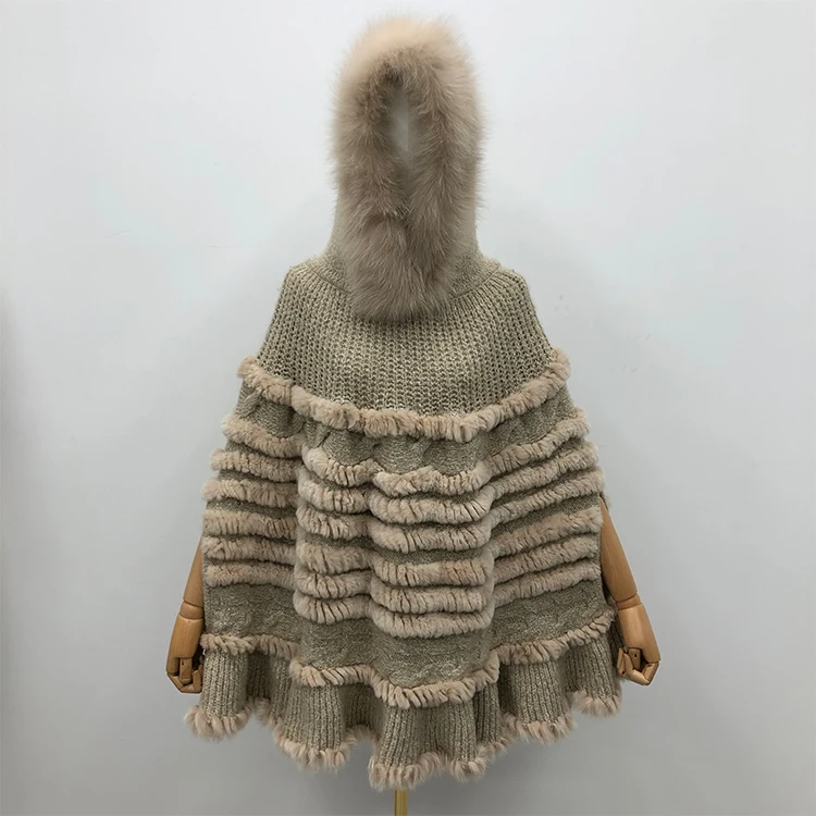 Популярные высококачественные теплые шали из натурального кроличьего меха и лисьего меха для женщин на зиму