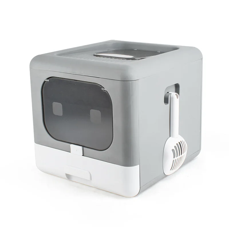 OEM Large Capacity Cat Litter Box with Drawer-Style Enclosure & Transparent Door Easy Clean Multiple Sizes Available for  Owners