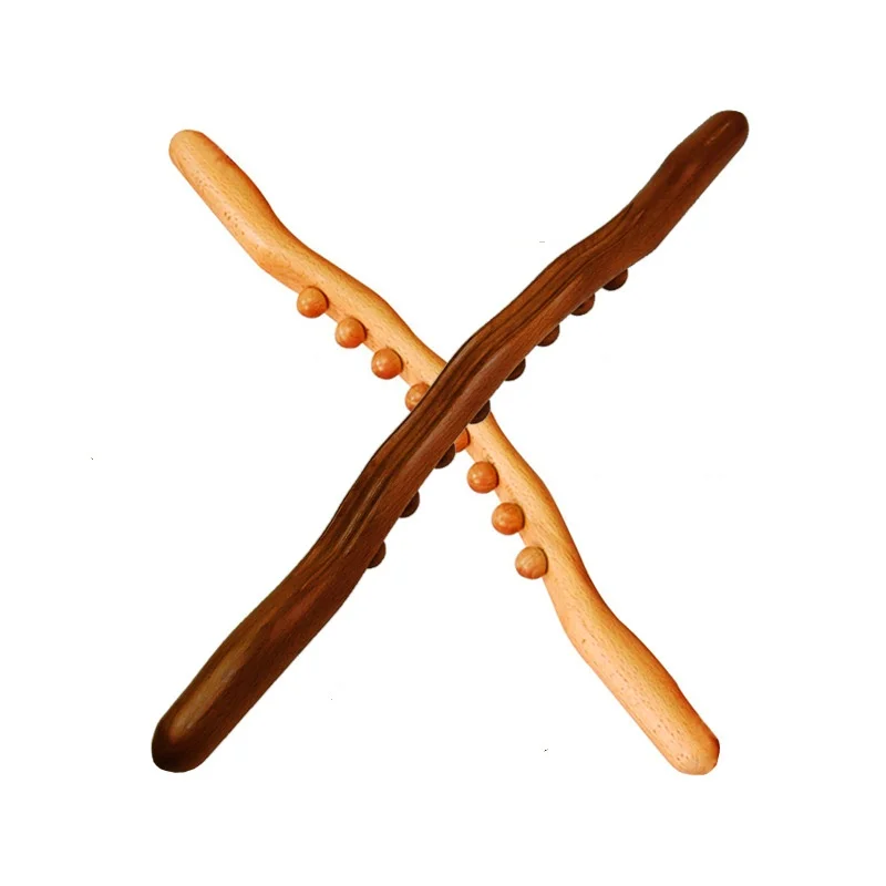 Wholesale Beech GuaSha Stick 10 Beads Wood therapy Massage Wooden massage Stick massage tool wood