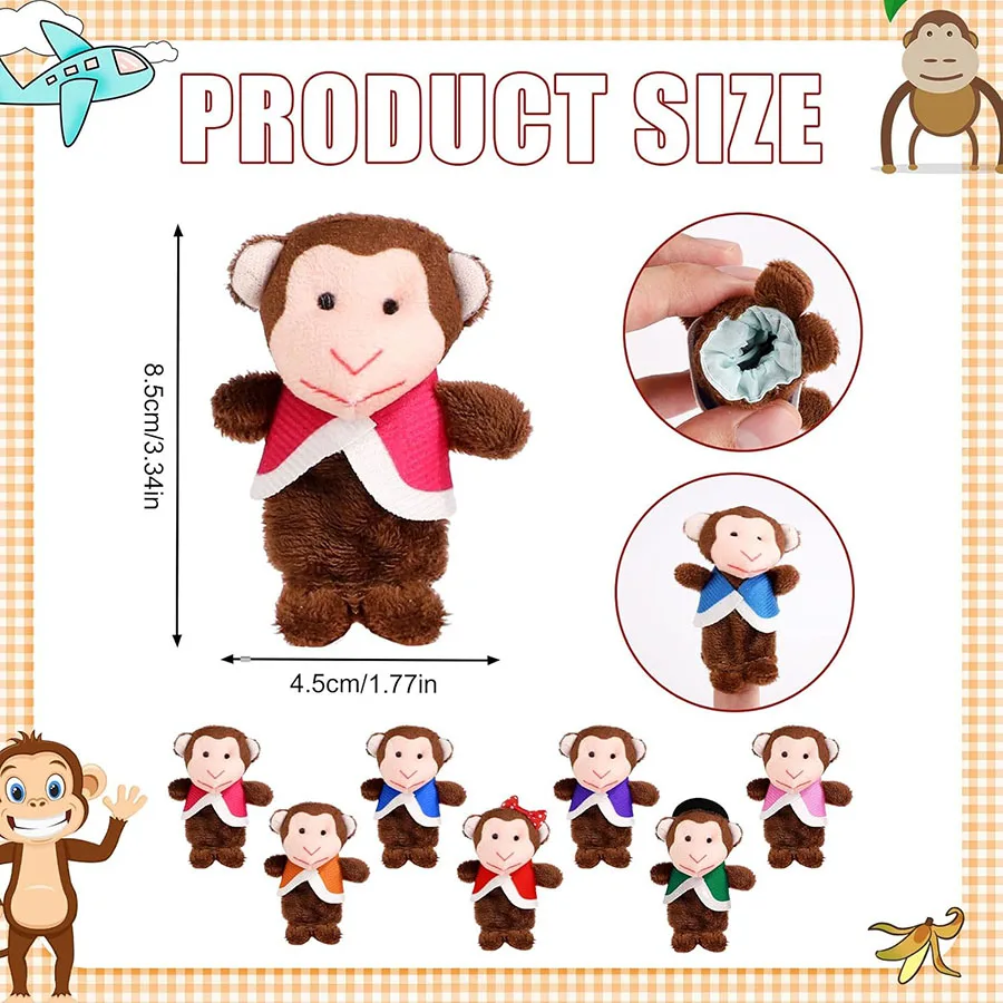 7148 Role Play Storytelling Plush Monkey Animal Finger Puppet Toys for Kids Kindergarten Education Props Finger Toys Puppet