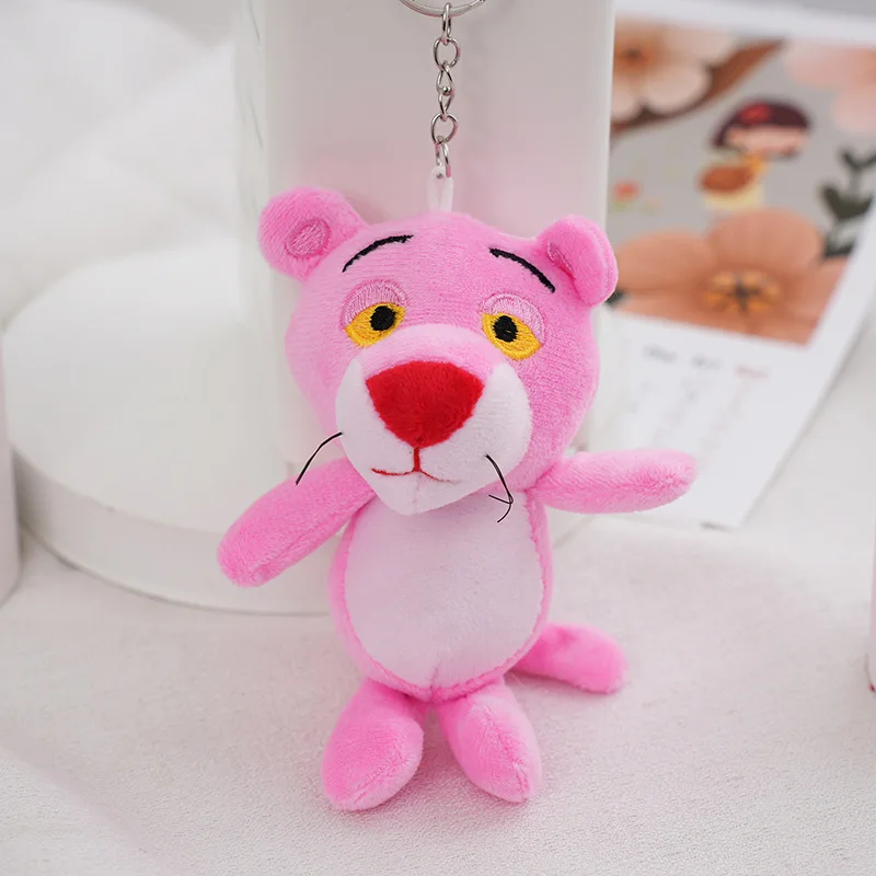 S664 Pink Panther plush pendant Naughty Panther plush keychain action figure plush toy mini stuffed doll pendant