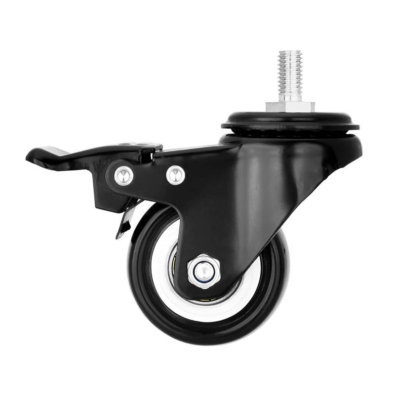 2 Inch PVC Rubber Swivel Casters with Screw Mounts 360 Degree Brake Furniture Caster Wheel for Living Room Furniture Wheels