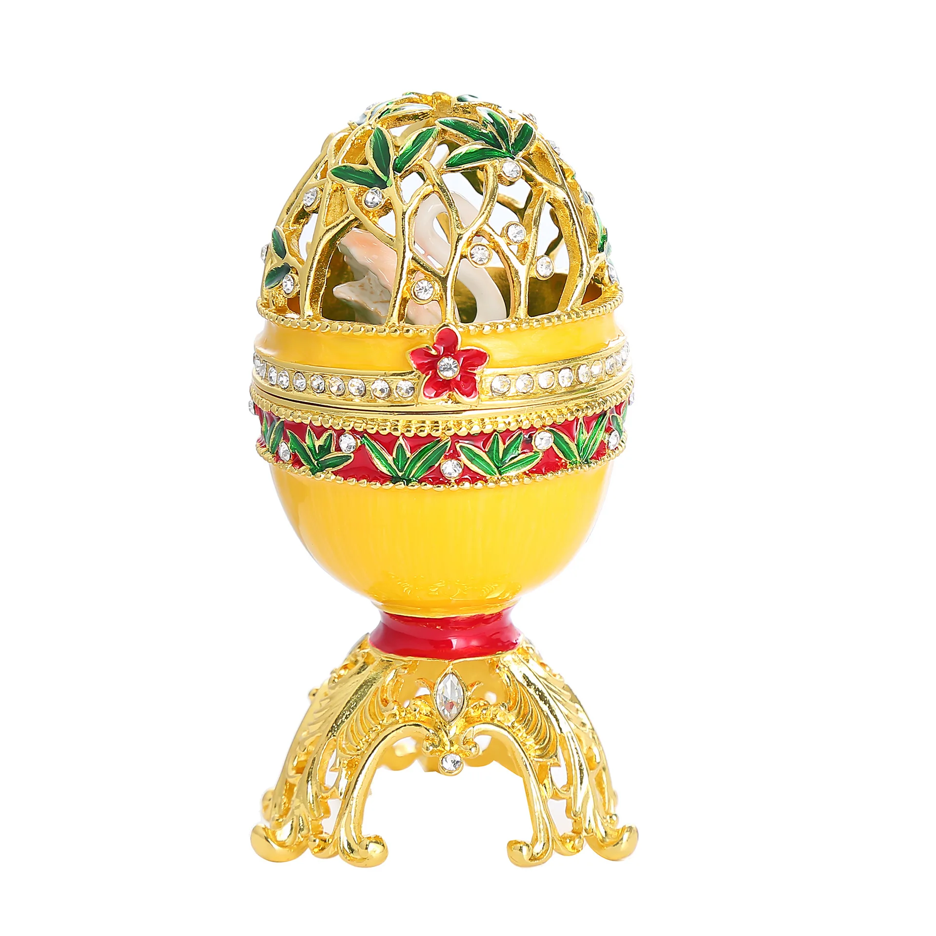 Zinc Alloy Easter Russian Egg Faberge Style Crystal Enamel Egg Box Toothpick Holder
