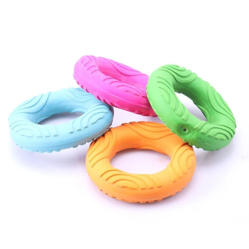 Красочный пончик, Интерактивная жевательная игрушка, пищалка, латексная игрушка для собак