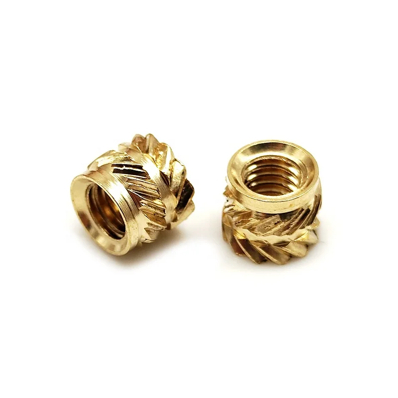 China Large Stock M1.6 M2 M3 M4 M5 M6 Threaded Insert Brass Knurled Hot Melt Insert Nuts for Plastic Injection