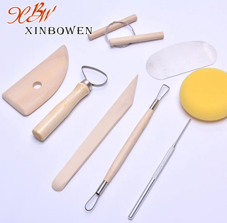 Pottery Tool Kit 8 Piece Sculpting Includesbwire Clay Cutter Loop Tool Needle Ribbon Too Double Wire End Fettling Knife