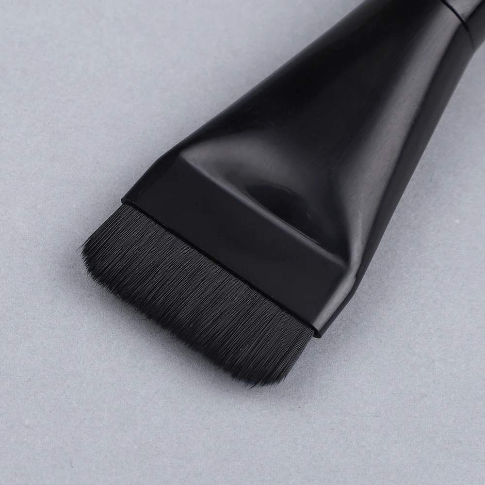 Ultra Thin Synthetic Hair Flat Head Vegan Makeup Brush For Liquid Foundation Concealer All Black Color Luxury OEM Wholesale