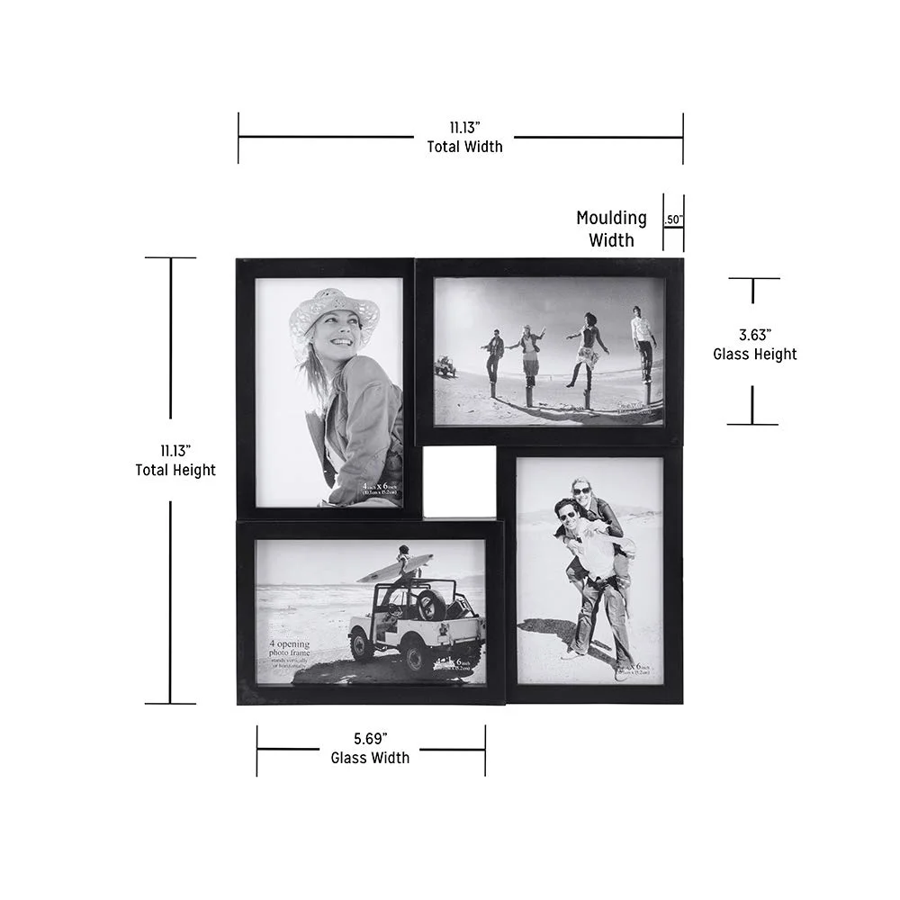 
Black Plastic Collage Frame Photo Set 4 x 6 4 Opening 10x15cm Collage Decorative art Photo Frame for Displaying hanging 