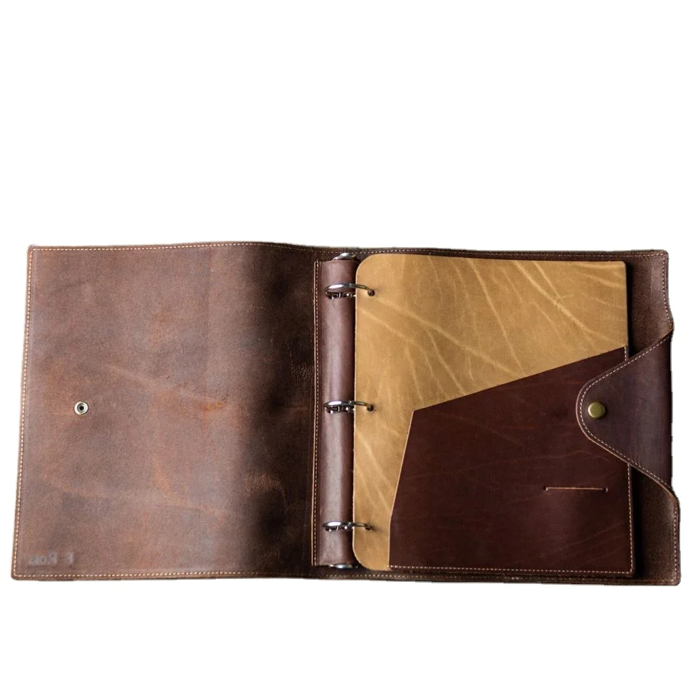 Factory Wholesale Premium Personalized  Book Wallet Personalized Leather 3 Ring Binder Notebook Photo Album