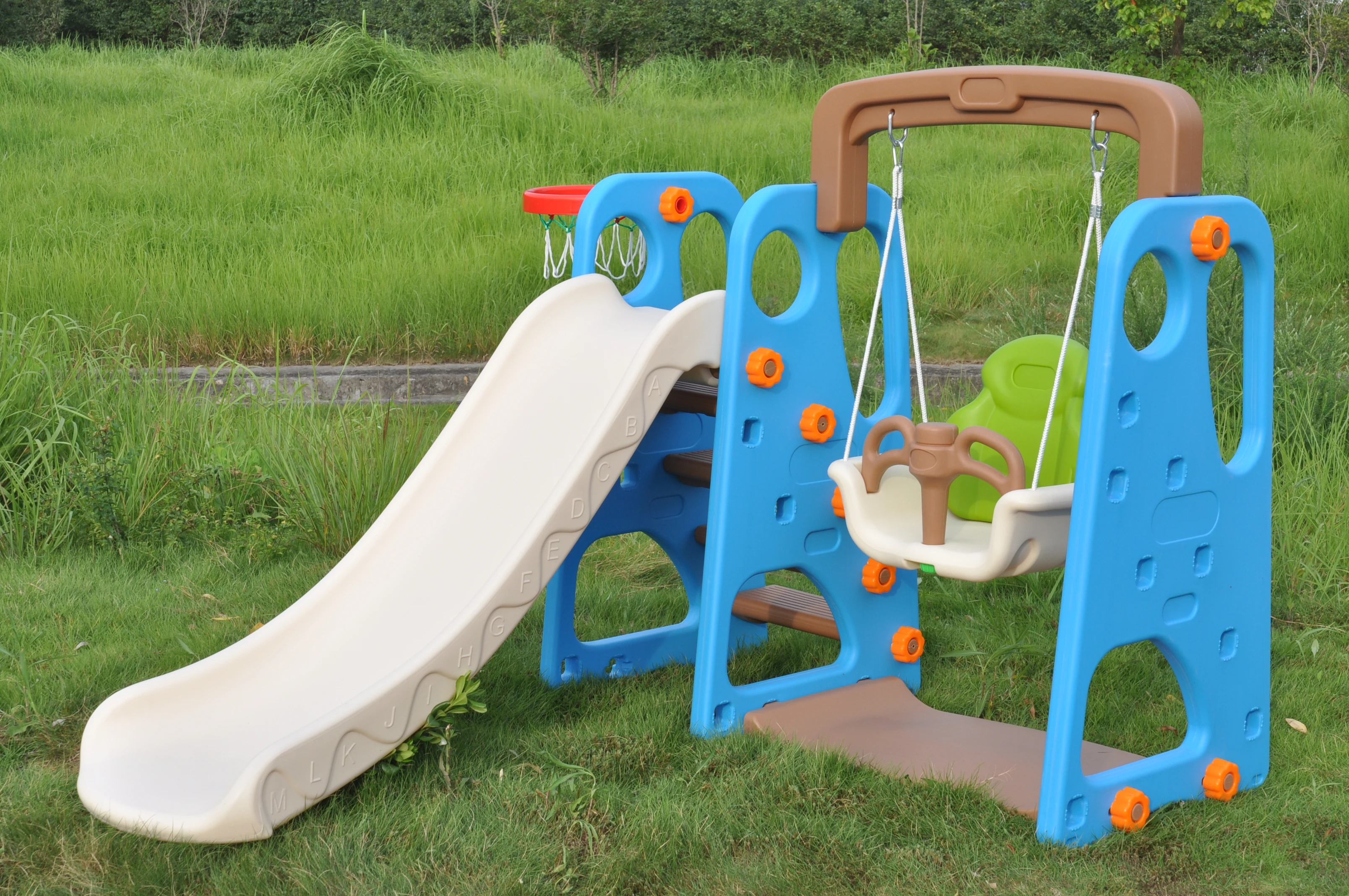 Three In One Toddler Plastic Swing And Slide Set Indoor Kids Swing And Slide For Sale