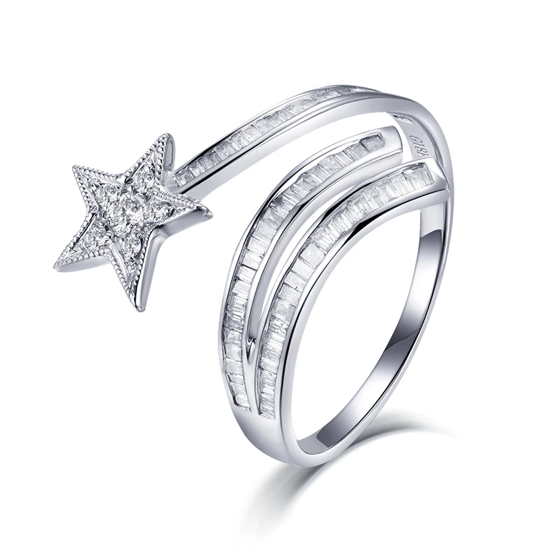 Sunstar Wholesale Customized 18k Engagement White gold star shaped Diamond Ring