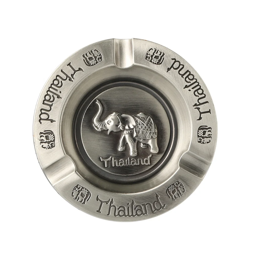OEM ODM Custom Personalized Round Ash Tray Suitable Zinc Alloy Thailand Souvenir Elephant Metal Cigar Luxury Ashtray