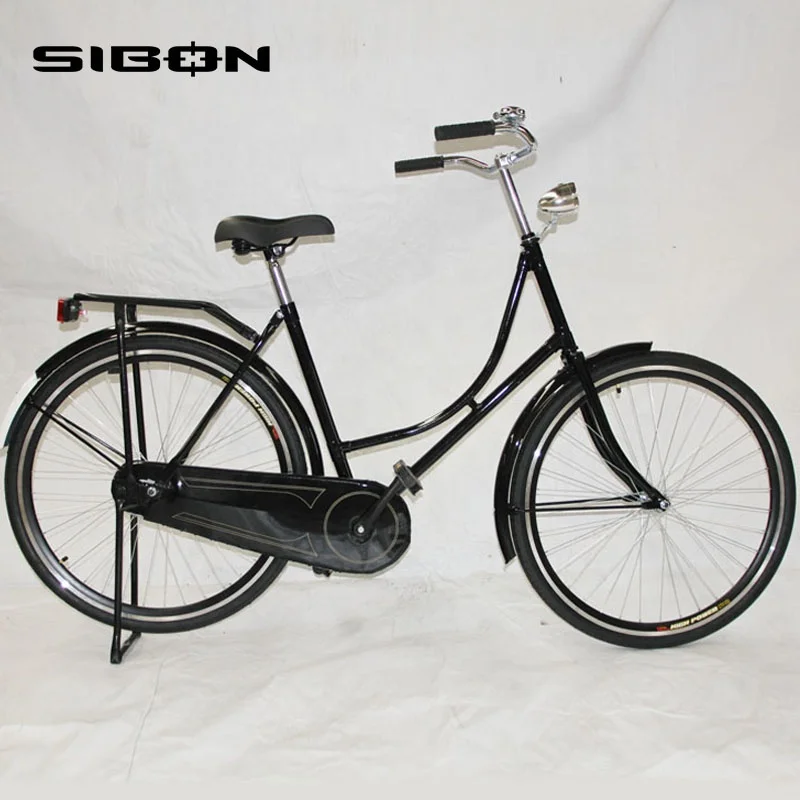 SIBON 28 inch black high carbon steel frame vintage style dutch city bike holland with LED light and pump