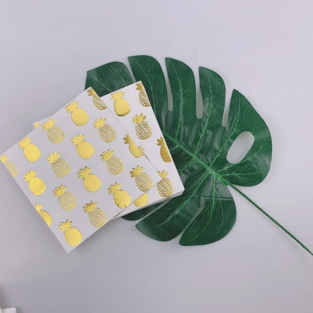 5 inch Decorative Beverage Cocktail Paper Napkin,Gold Foil Strip Dot Serviette Sliver Foiled For Home Hotel Restaurant