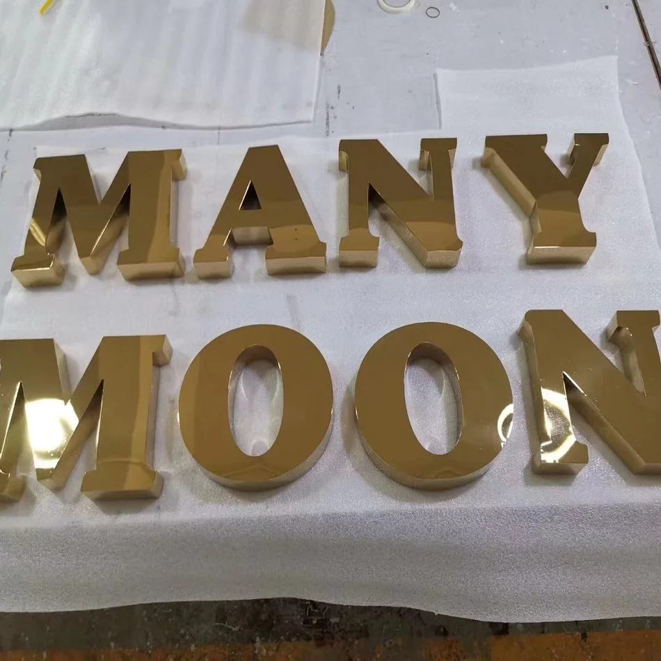 SKYSEEN Newest Factory Direct Discount Gold Letter Indoor Outdoor Steel Aluminium Sign Channel Letter