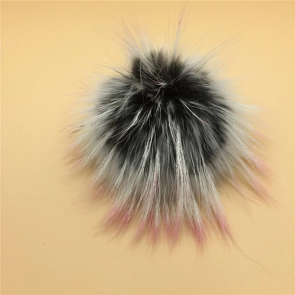 Радужный 3 вида цветов тон натуральный меховой помпон для шапки 15 см Пушистый индивидуальные красочные из натурального меха с помпоном кольца