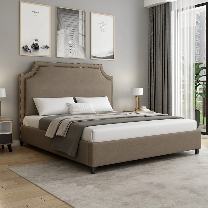 
New fashion and personality simple leather bed modern bedroom furniture leather double bed storage bed for thickened headboard 