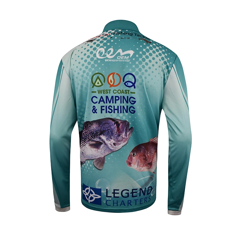Custom design sublimation uv protection fishing t shirts cut and sew long sleev fishing shirt breathable fishing tshirt