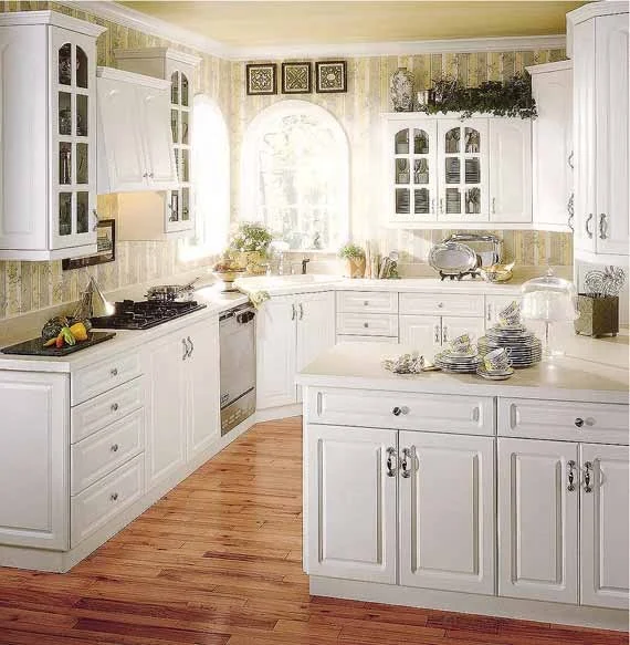 Wood White Aluminum Kitchen Cupboard & Kitchen Cabinet