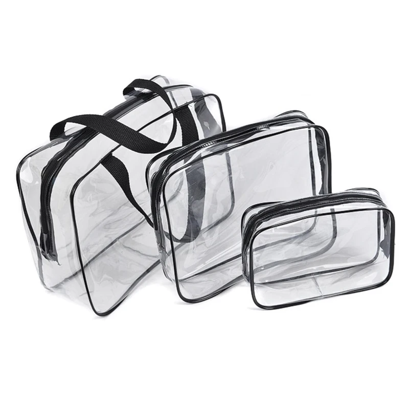 Customized Logo Women Clear Waterproof Makeup Pouches Travel Toiletry Transparent PVC Cosmetic Bags With Zipper SQGFC