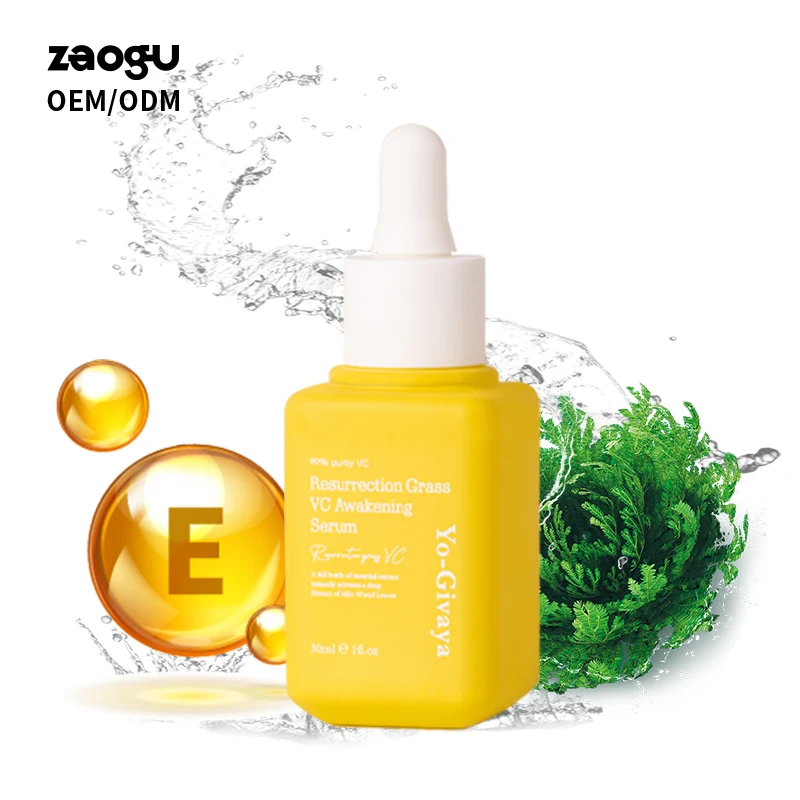 Private Label Vita-C Glycolic Revival Grass Brightening Serum for gentle exfoliation 30ml