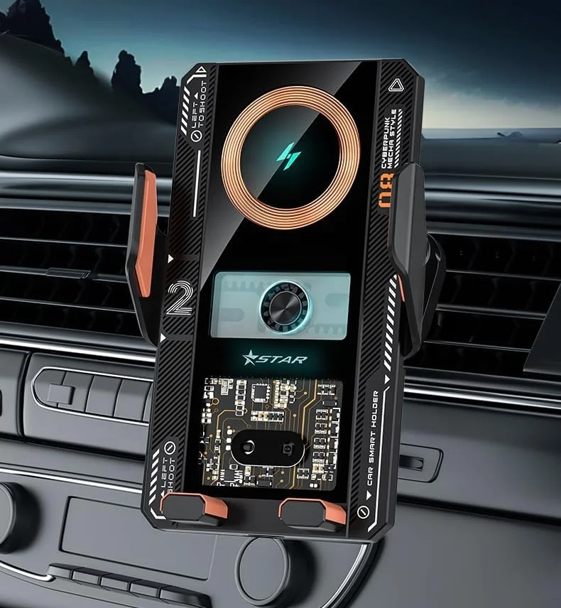 T8 Wireless15W Qi Fast Charging Phone Holder Mount Auto-Clamping Alignment Windshield Dashboard Air Vent Cell Phone Holder