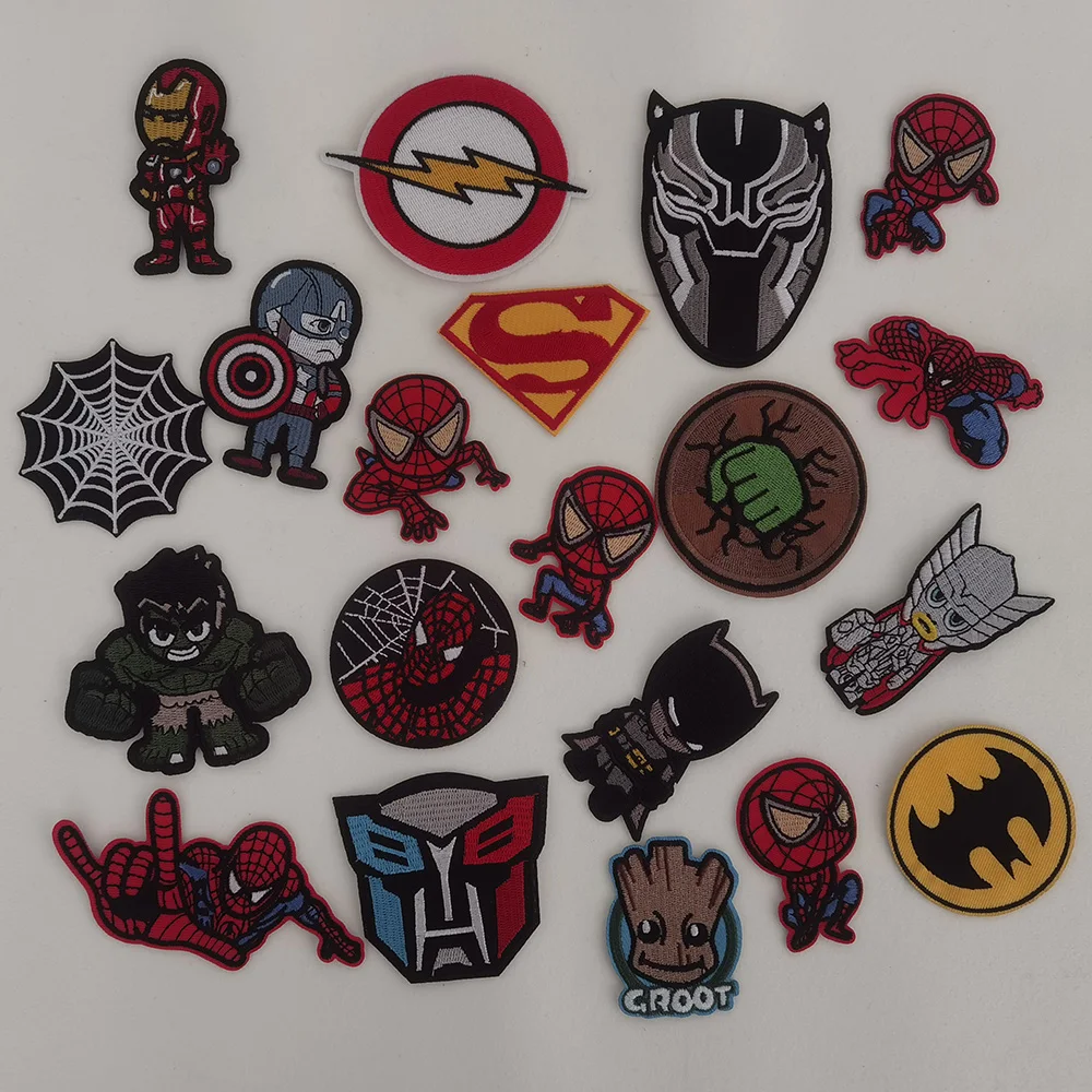 Оптовая продажа нашивки с героями мультфильмов Вышитое железо на тему marvel для одежды