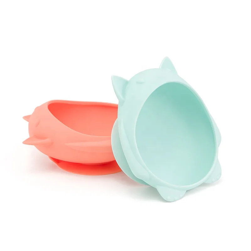 New Anti Slip Bpa Free Cute Matching Baby Feeding Products Silicone Baby Bowl With Suction