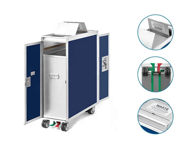 Mill Atlas Airline Aviation Aircraft Plane Catering Galley Meal Food Beverage Waste Garbage Service Half Full Size Trolley Cart