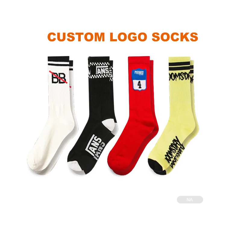 YT  High quality design custom cotton print embroidered OEM Socks embroidery logo customize custom made logo sports men socks