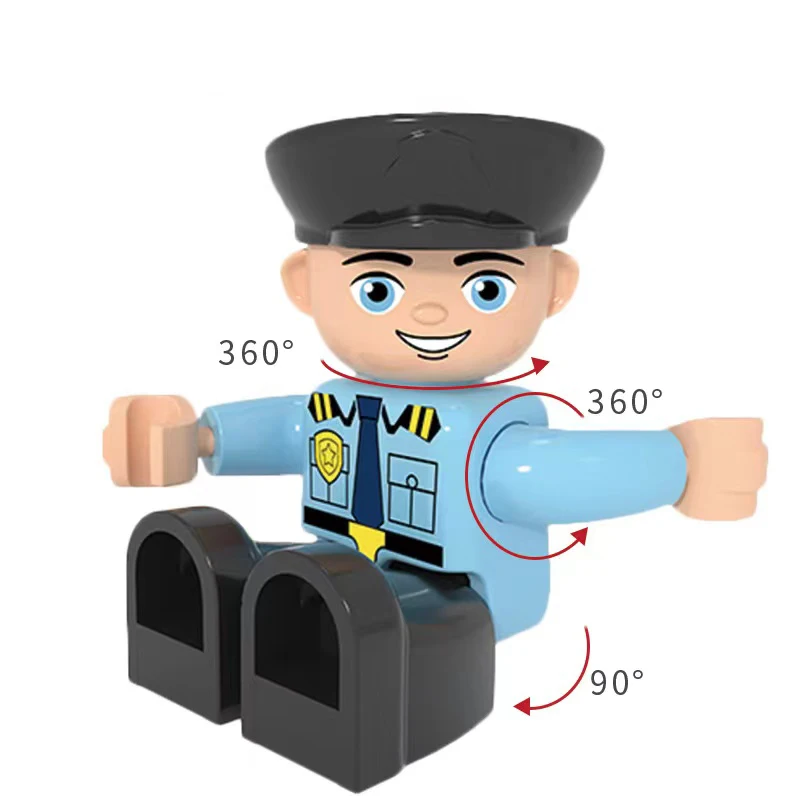 Police Worker Elder Engineer Pilot Kids Figures Toy With Magnetic For Building Block