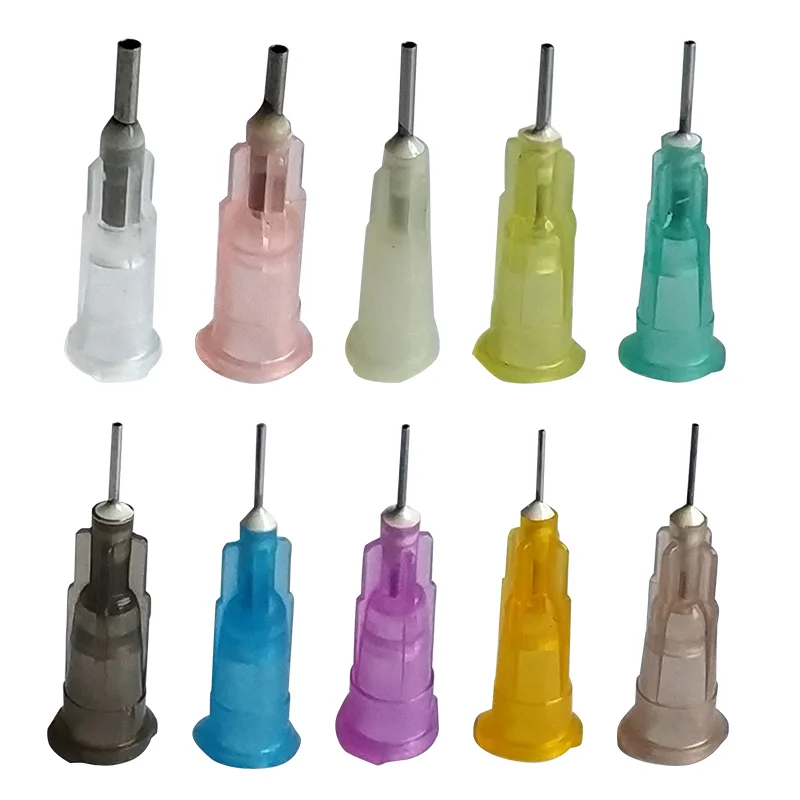 Wholesale  1/4 inch  Plastic and Stainless Steel Tips Syringe Disposable Needle Syringe Needle Adhesive dispensing tips