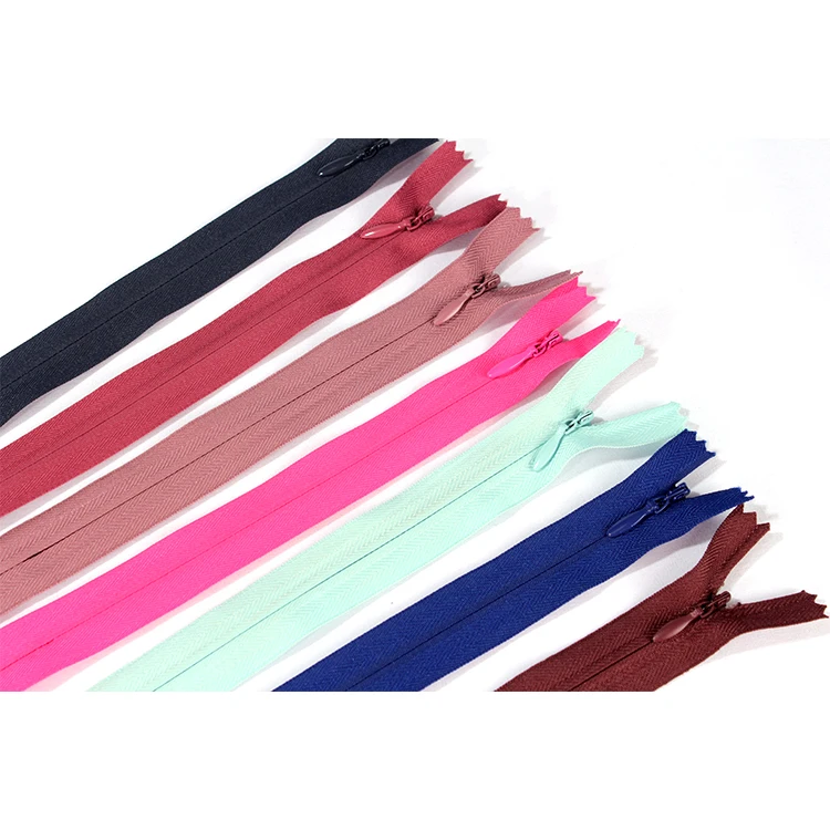 
Wholesale nylon invisible zipper, normal tape, supply No.3. No.4. No.5 high quality invisible hidden zipper 