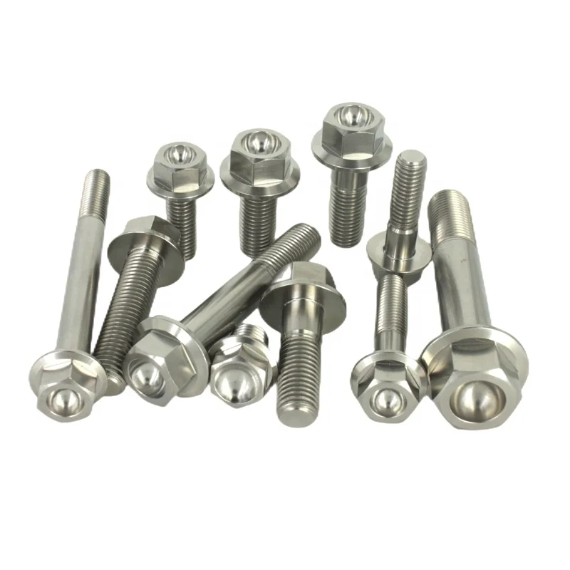 High strength custom hex flange GR5 Ti-6al-4v titanium fasteners titanium bolts titanium screws for motorcycle