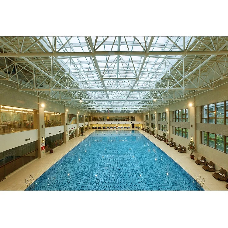 Steel Structure  Economical long span roof swim pool steel  design Space Frame Swimming Pool Roof