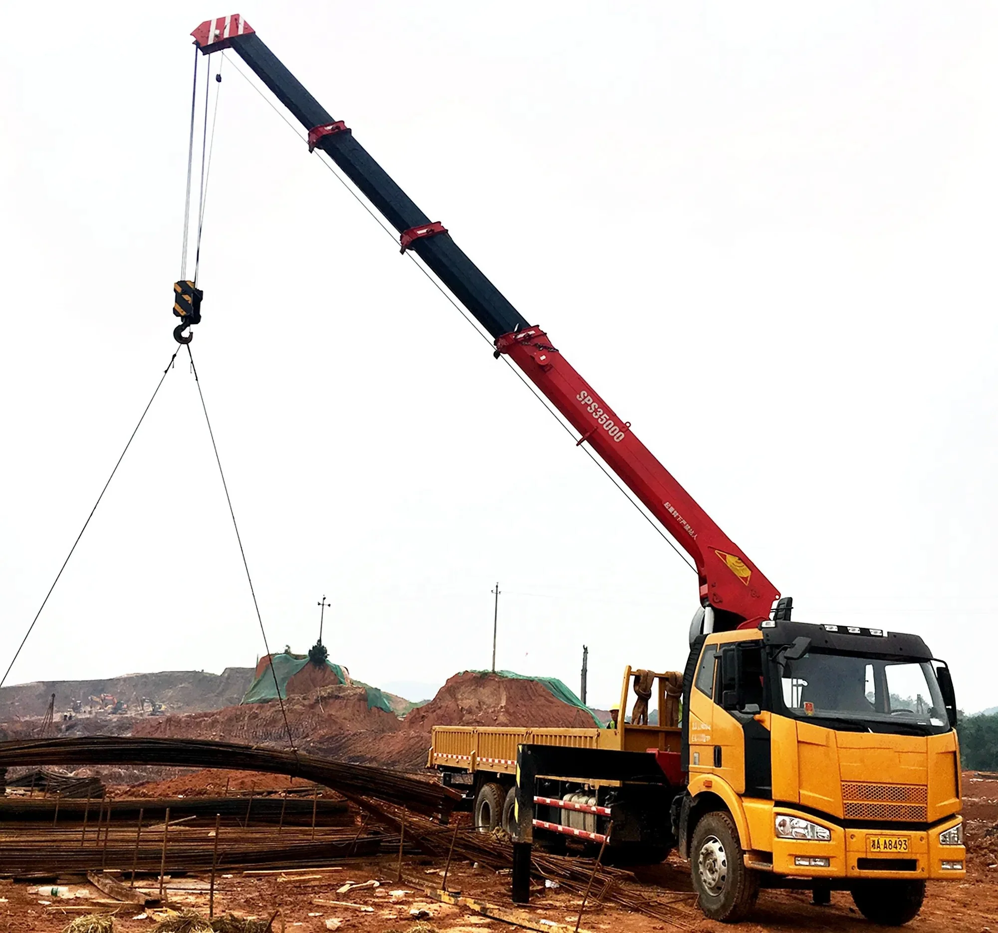 Chinese Palfinger brand stiff boom crane SPS35000B SPS35000C SPS35000 Truck Mounted Crane With Cable Winch 14000kg best price