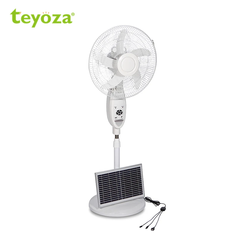 Teyoza Tisen 12V 16 Inch Solar Fan  Rechargeable Stand Fan   Solar Ventilation Floor Fan with Remote and Solar Panel