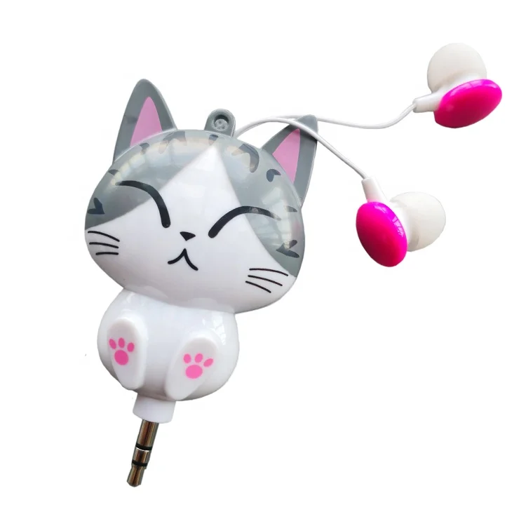 animal shaped cute cartoon retractable earphone without mic