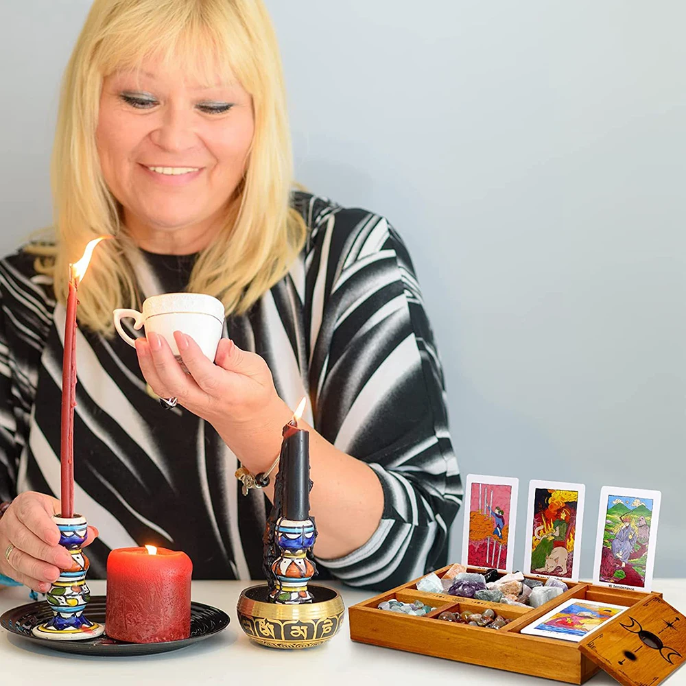 Custom logo Tarot Card Wooden Display Stand High Quality card Holder tray children Stones Box