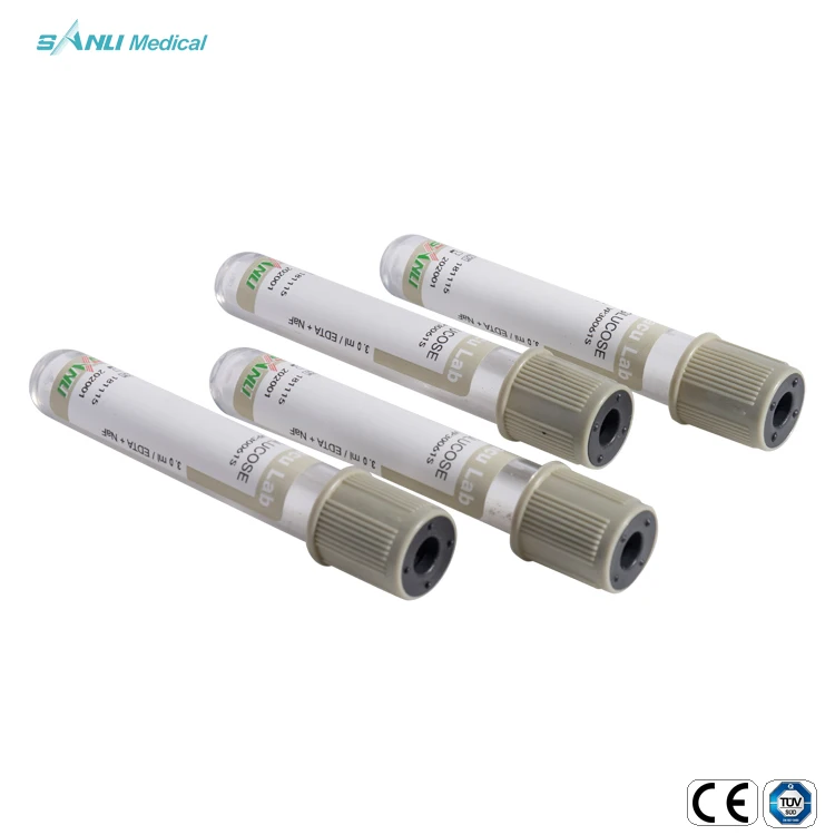 CE quality edta na2 plasma glucose vacuum blood collection test tube oxalate 2ml 13*75 mm grey cap