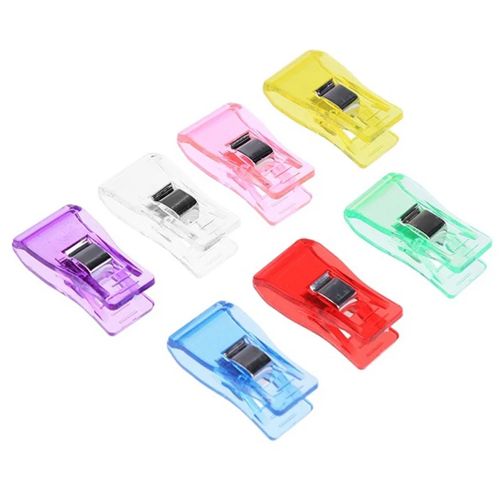 33mm Colorful Sewing Craft Quilt Binding Plastic Clips Clamps Pack for Crochet Crafting Knitting Clip