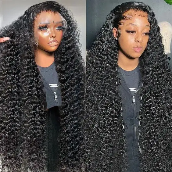 Dropshipping 32 Inch Malaysian Deep Wave Humain Hair 4X4 Lace Front Lacefront Wigs In Dubai