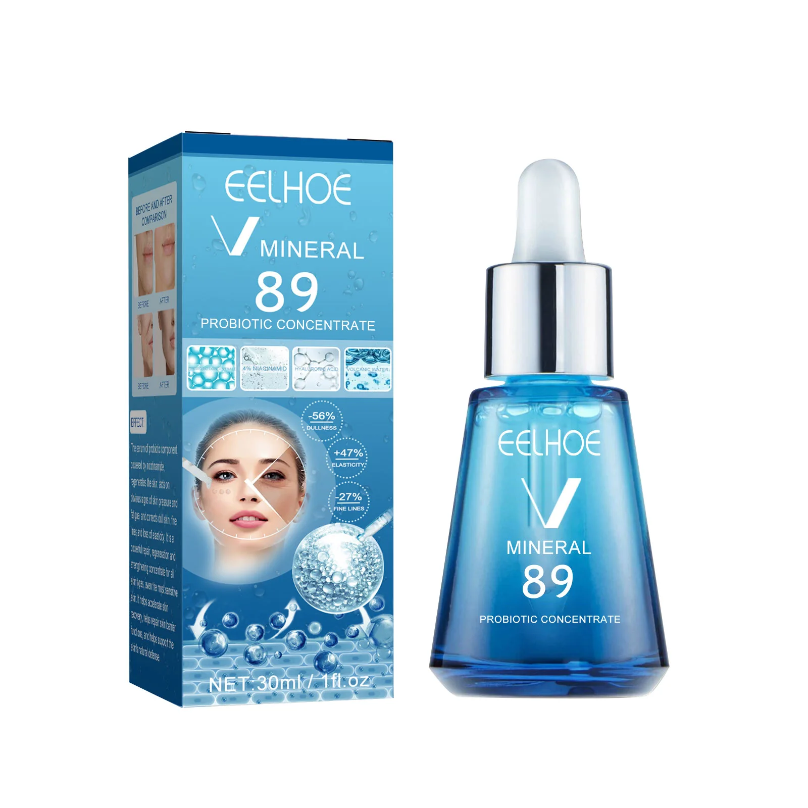 EELHOE V89 Probiotic Concentrated Anti Wrinkle Serum Essence Desalinates Legal Wrinkles Moisturizes and Tightens Skin