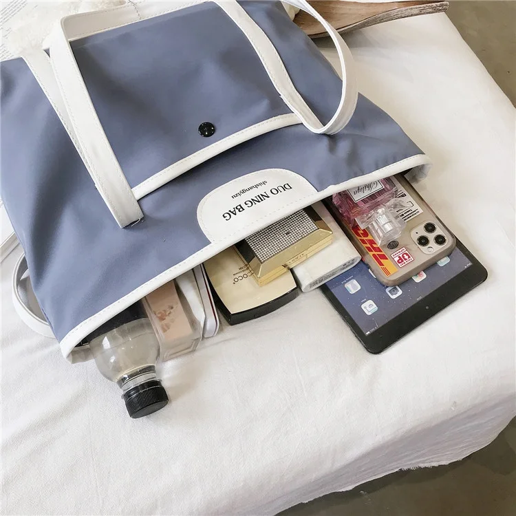 
Large Capacity Nylon Shoulder Bag Students School Class Portable Cloth Custom Tote Hand Canvas Bag 