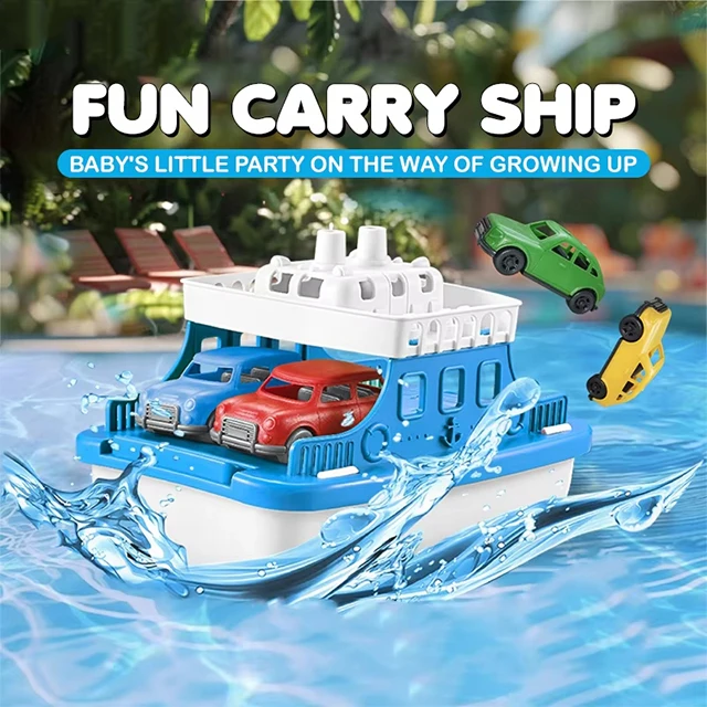 Hot sale carry ship floating boat other water toys set with slide car baby bathtub toys swimming pool outdoor