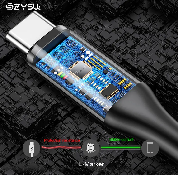 
QC3.0 10 Gbps Data 100W Pd 5A Fast Charging USB 3.1 Gen2 Type C To Type C Cable 